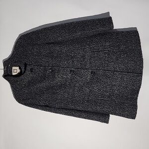 Anne Klein Funnel Neck Wool Blend Women's Black/Gray Textured Coat, Size XL
